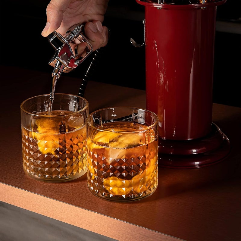 BLKSMITH Pump Liquor Dispenser for Home Bar | Vintage Style Red Plastic 30 Fl. oz Liquor Decanter for Man Cave Decor | Beverage Dispenser for Scotch, Vodka, Cocktails, Non-Alcoholic Drink and More - Image 4
